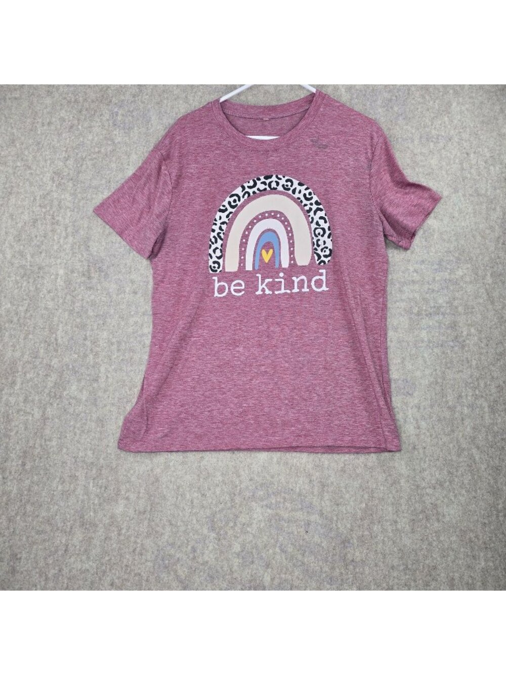 Be Kind Rainbow Graphic Womens Heathered Maroon T-Shirt XL Soft Cotton Blend